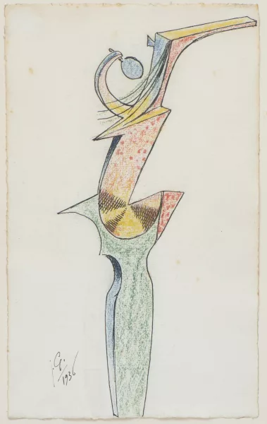 Julio González — Julio GONZALEZ (1876-1942), Costume, Encre et past…