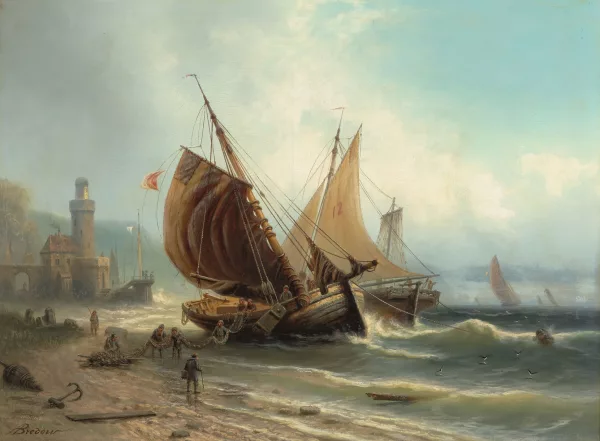 Albert Bredow — Fischerboote an der Küste
