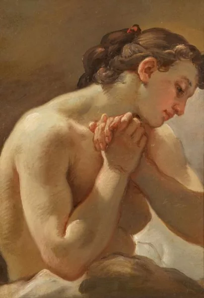 Ubaldo Gandolfi — Studie einer weiblichen Figur im Profil und mit verbundenen Händen