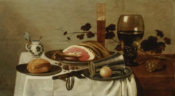 Cornelis Kruys — Nature morte au jambon et à la timbale