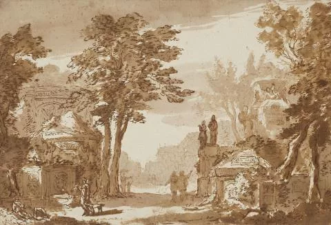 Abraham Rademaker — Paysage classique avec personnages
