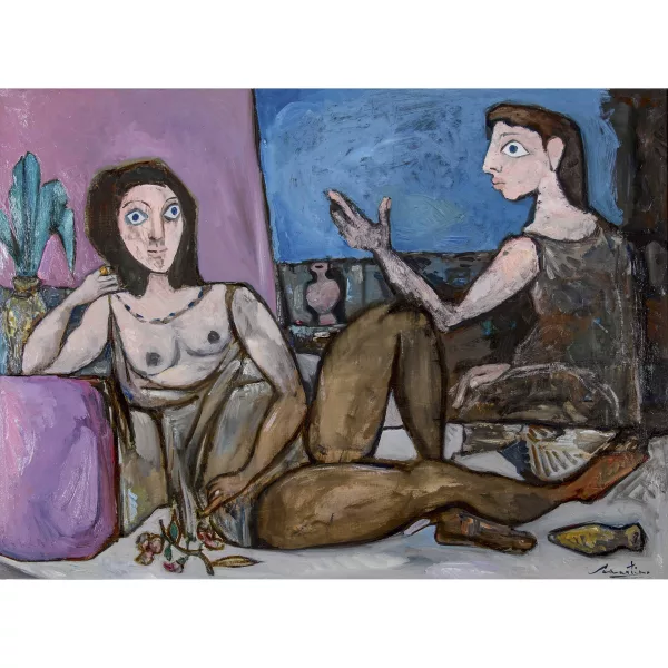 Edoardo Samartino — Intérieur avec deux femmes assises