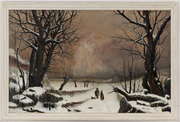Henry Grosjean — Winter landscape with figures,