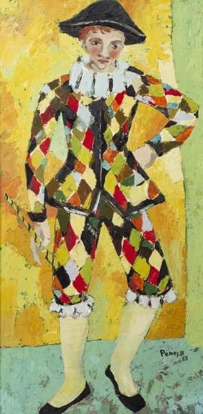 Bernard Pomey — Bernard POMEY (1928-1959), 'Arlequin', huile