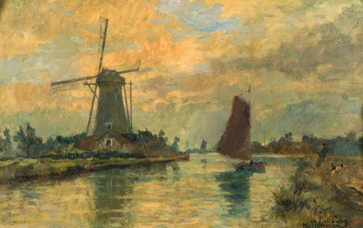Albert Lebourg — Paysage au moulin, Delft Haven