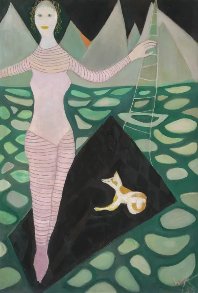 Willibald Kramm — 1969) Tanzende Frau mit Hund