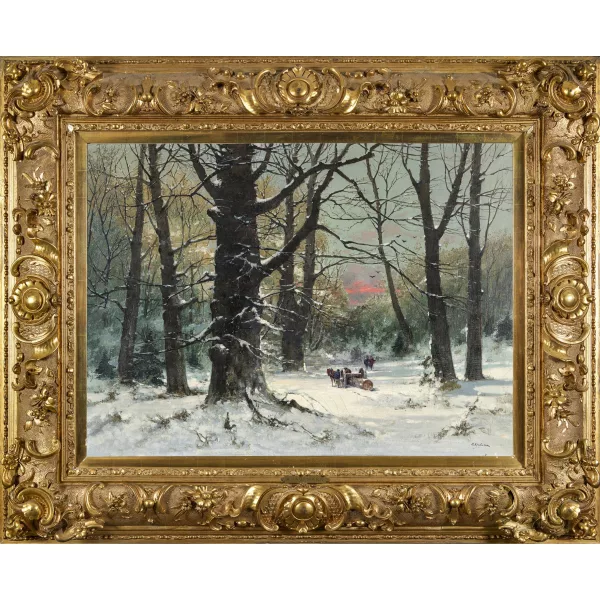 Adolf Kaufmann — Winterlandschaft mit Holzarbeitern.