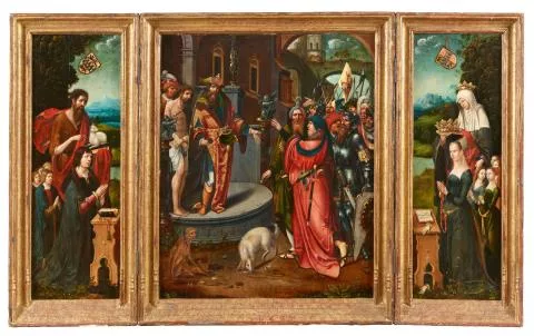 Adriaen van Overbeke — Triptychon mit Ecce Homo