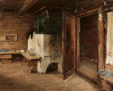 Alexander Koester — Bauernstube mit grünem Ofen