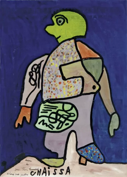 Gaston Chaissac — Personnage sur bleu de prusse, 1961