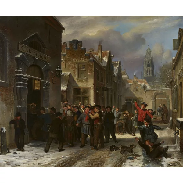 Herman Frederik Carel ten Kate — Handgemenge vor dem Schulhaus.