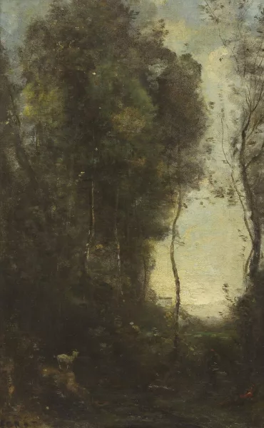 Jean-Baptiste Camille Corot — Souvenir d'Italie. Une chèvre sous de grands arbres