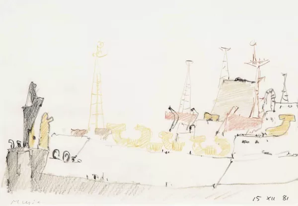 Zoran Mušič — Bateau aux Zattere, 1981
