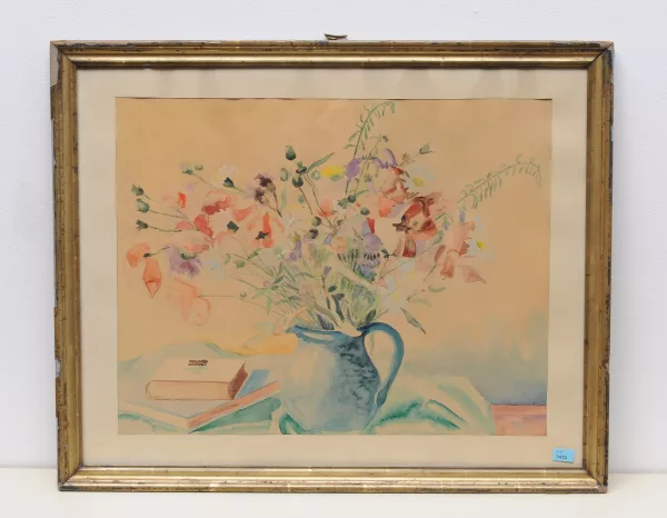 Georges d'Espagnat — Blumenstrauss in Vase mit Büchern