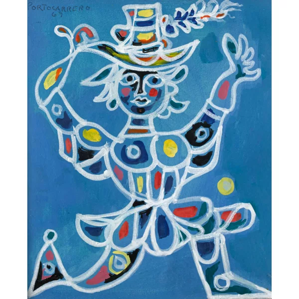 René Portocarrero — Figur auf blauem Grund