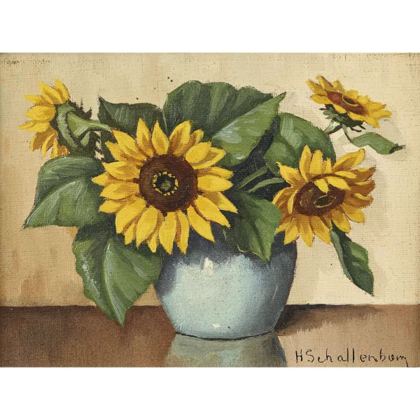 Huibert Schallenberg — Sonnenblumen im Keramiktopf.