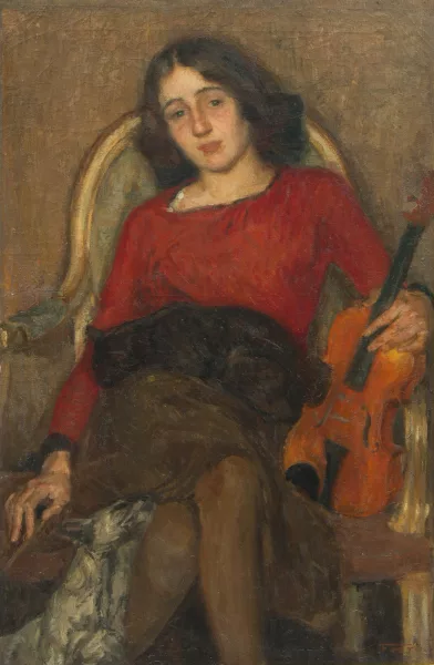 Cesare Ferro Milone — Silvana Lupo au violon (fille du peintre Alessandro Lupo)