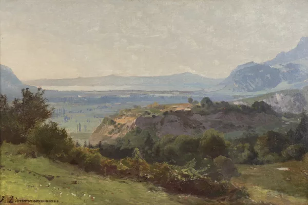 Franz Zimmermann — Paysage de la Plaine du Rhône avec vue du lac Léman