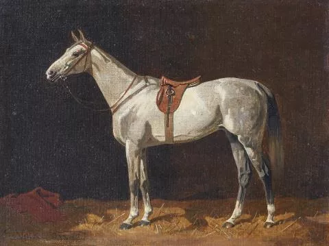 Emil Volkers — Schimmel in einem Stall
