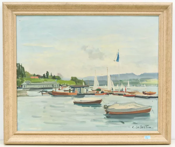 Constant Le Breton — Ansicht des Zürisees mit dem Seebad Utoquai