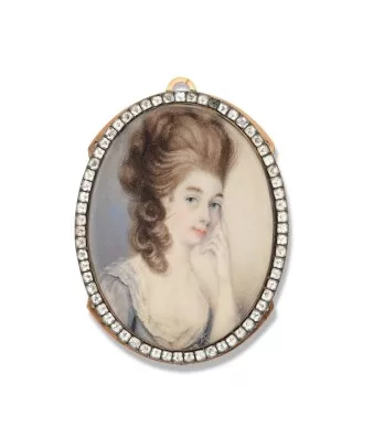 Abraham Daniel — Ovales Miniatur Portrait einer jungen Frau