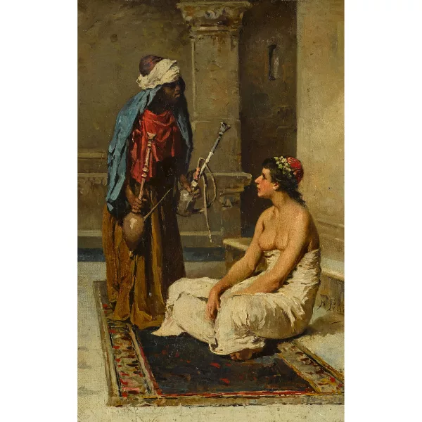 Francesco Peluso — Orientalische Szene mit entblösster Frau.