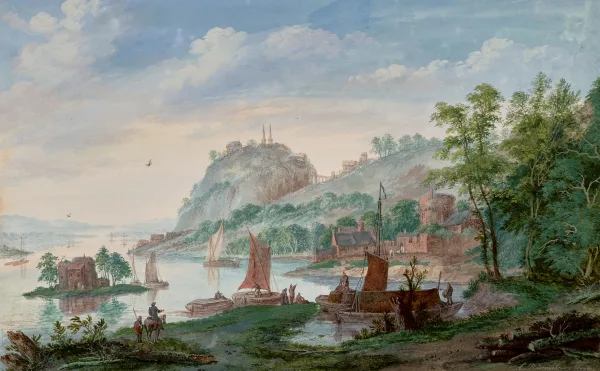 Abraham Rademaker — Flusslandschaft mit Fischern
