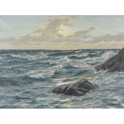 Patrick von Kalckreuth — Vagues se brisant sur les rochers.