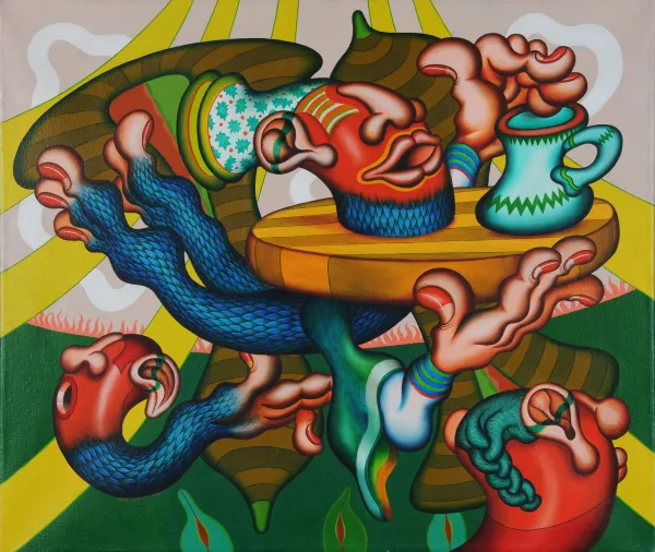 Hans Krenn — Vogelmensch (mit Tisch und Krug), 1972