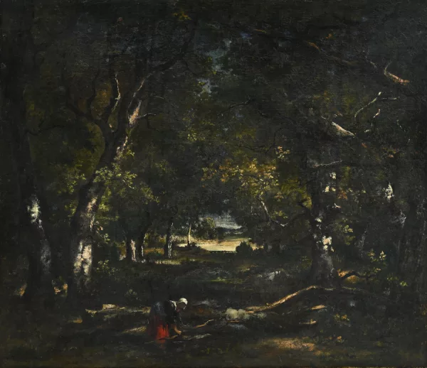 Narcisse Virgilio Díaz — Woman woodcutter in woodland