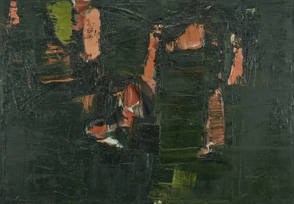 Olivier Debré — Jardin fleuri vert foncé