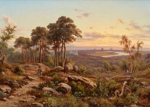 Johann Anton Castell — Landschaft mit Blick auf Dresden
