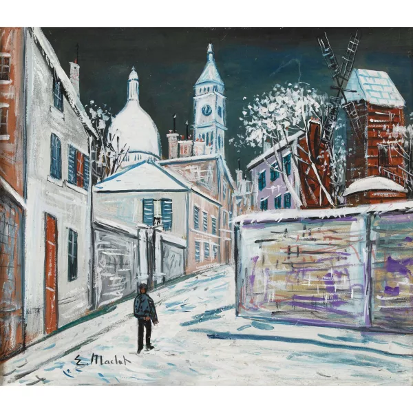 Élisée Maclet — Die Moulin de la Galette im Schnee.