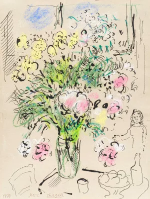 Marc Chagall — Blumenstrauss mit Figur, 1979