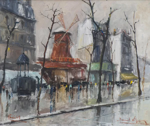 Bernard Lignon — Bernard LIGNON (1928-2017), 'Moulin Rouge en hiver', huile