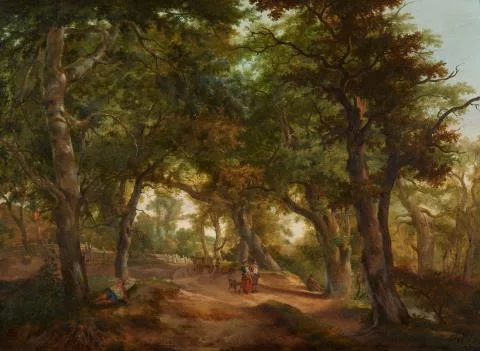Hendrikus Sande Bakhuyzen — Waldige Landschaft mit Staffagefiguren
