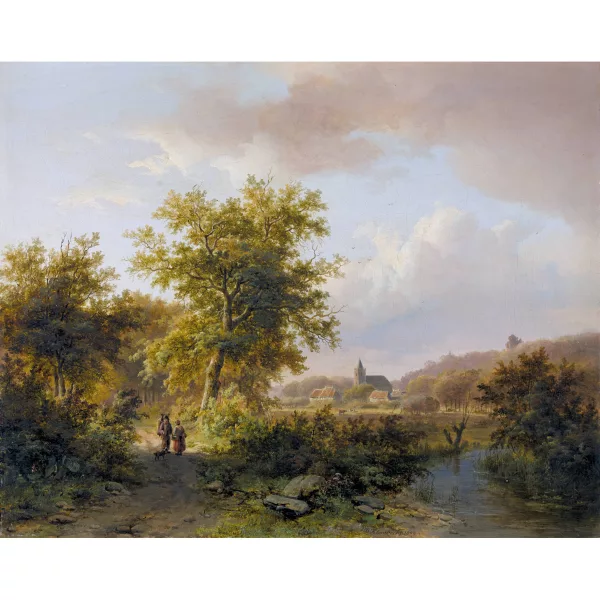 Johann Bernhard Klombeck — Waldrand am Niederrhein mit Bauernpaar