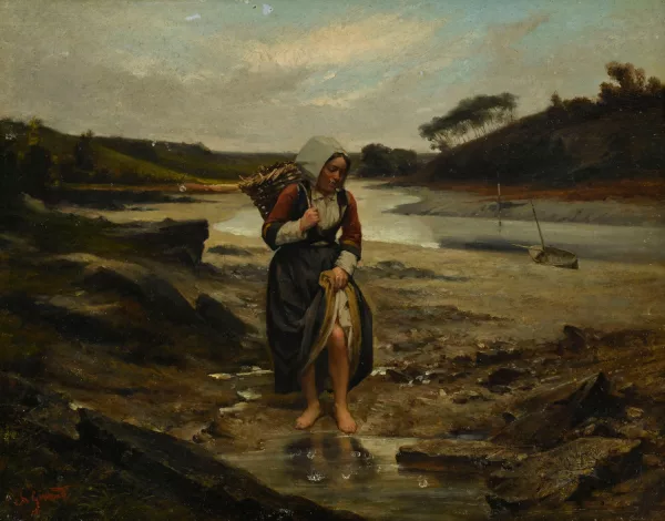 Sébastien Charles Giraud — Jeune bretonne à la pêche,