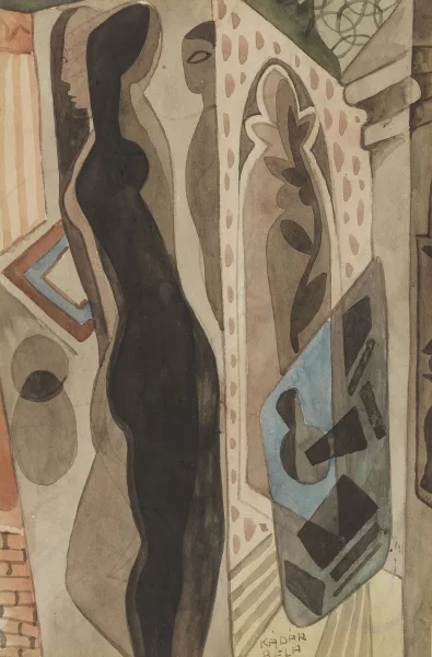 Béla Kádár — Silhouette dans un style cubiste