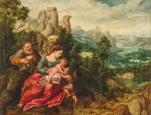 Henri Bles — Die Heilige Familie in einer Landschaft