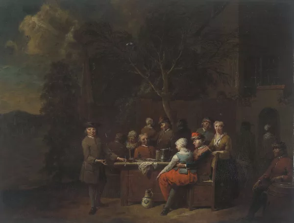 Jan Baptist Lambrechts — Groupe devant une auberge
