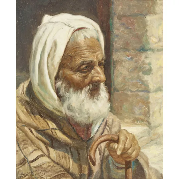 Miloud Boukerche — Porträt eines Orientalen mit Stock.