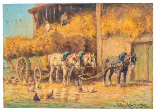 Charles Clair — Charles Clair (1860-1930), La charrette de paille,
