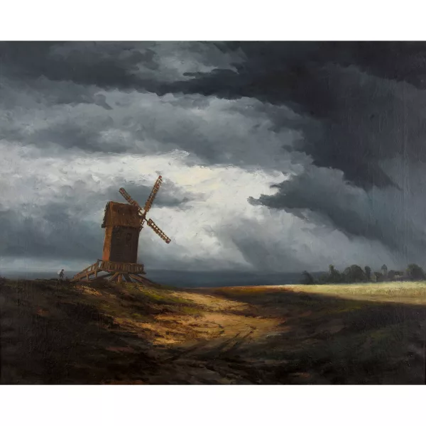 Georges Michel — Paysage du soir avec moulin à vent