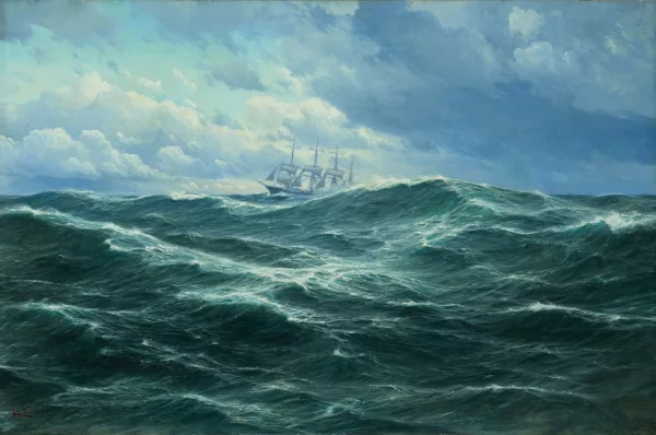 Johannes Holst — Segelschiff auf rauer See