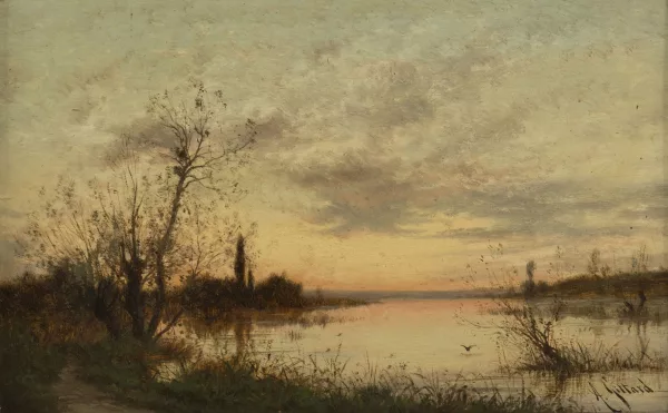 Alexandre Charles Joseph Gittard — Coucher de soleil sur l'étang,
