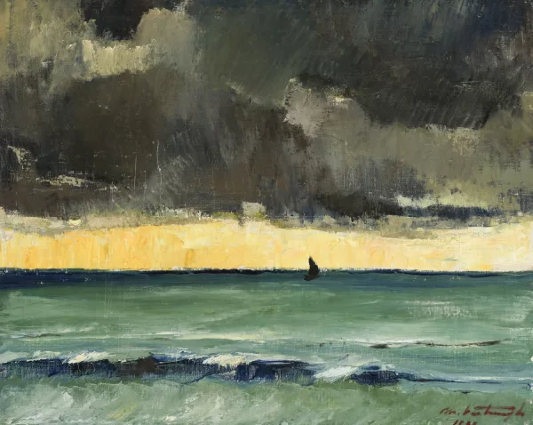 Médard Verburgh — Marine au coucher de soleil