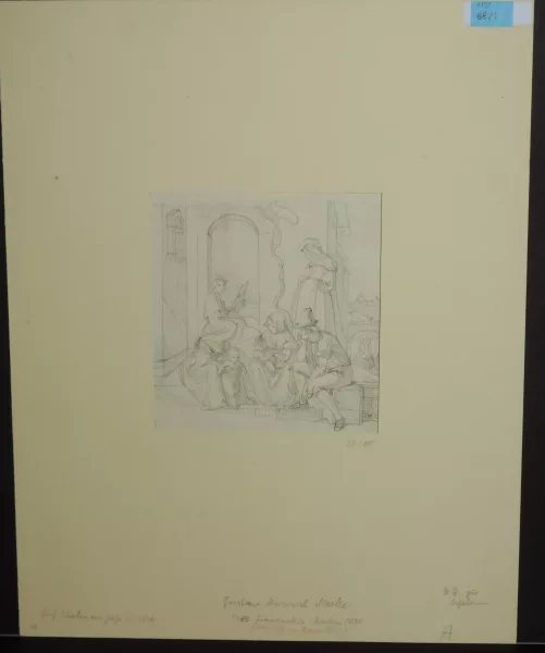 Gustav Heinrich Näcke — Studienblatt mit italienischen Figurenstudien, recto und verso