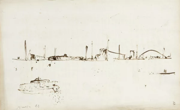 Zoran Mušič — Navire aux Zattere, 1982