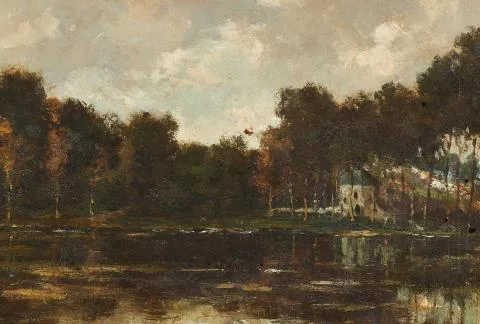 Hippolyte-Camille Delpy — Kleine Landschaft mit Blick auf ein Baptisterium